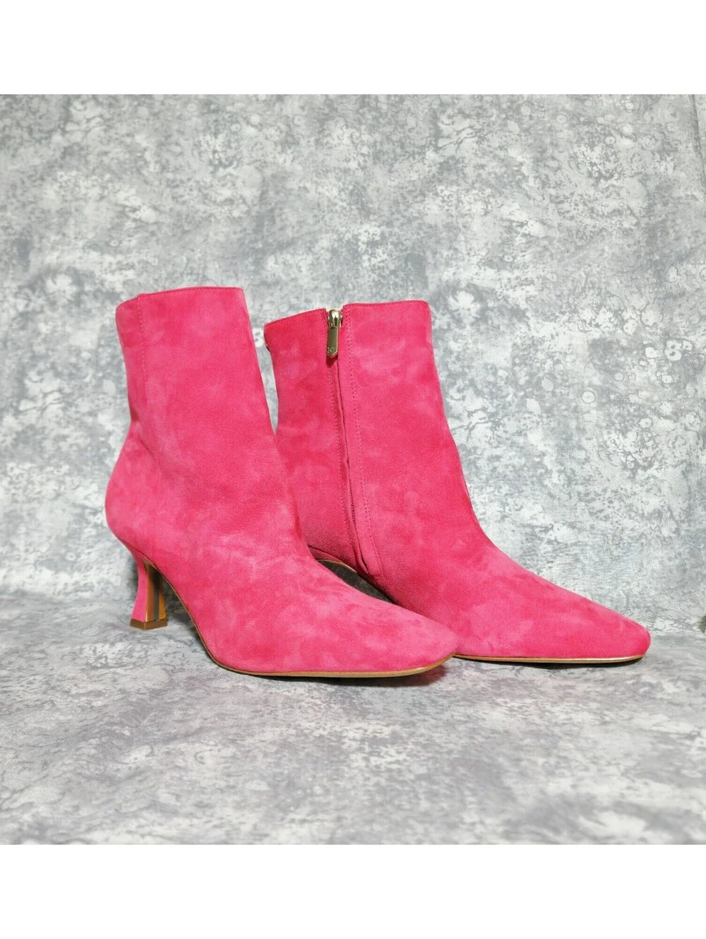 Indie Sleeze Y2K Fuschia Size 9 Suede Tall Ankle Boots Flared Kitten Heel
